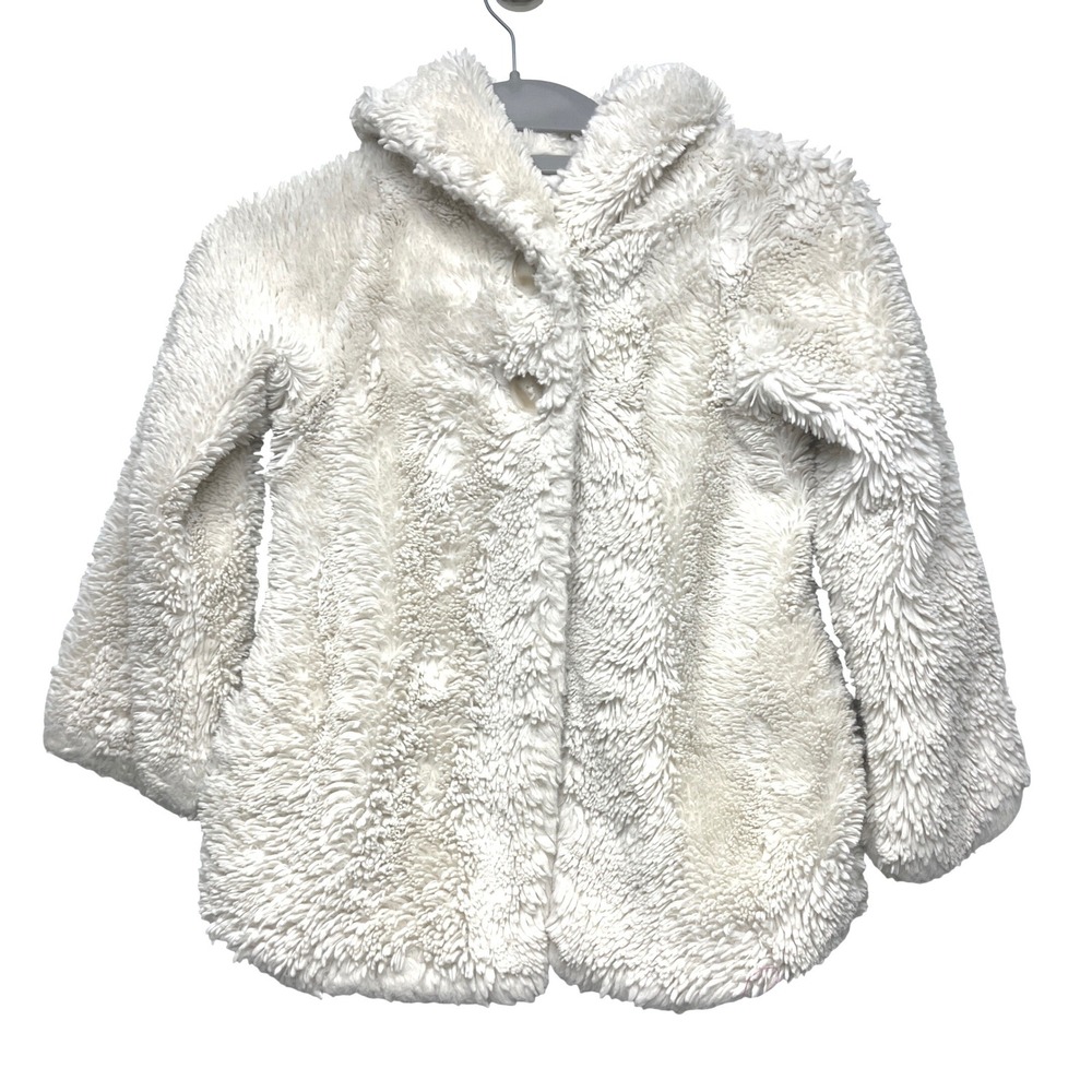 Patagonia Kids XS 5-6 Los Gatos Hooded Fleece Jacket Cream White Button Up Coat